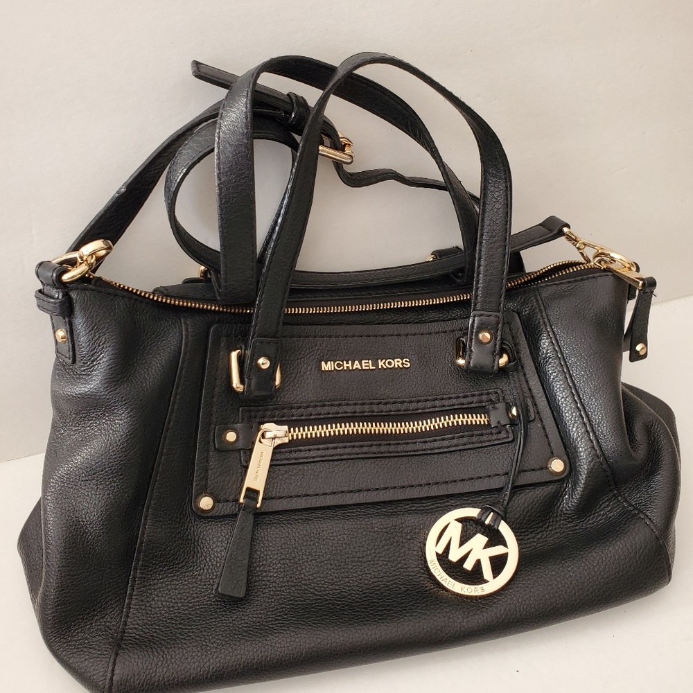 Michael Kors Black Pebble Leather Gilmore Satchel